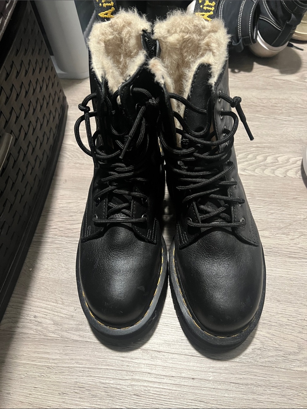 Doc Martens Black Faux Fur Lined Combat Boots